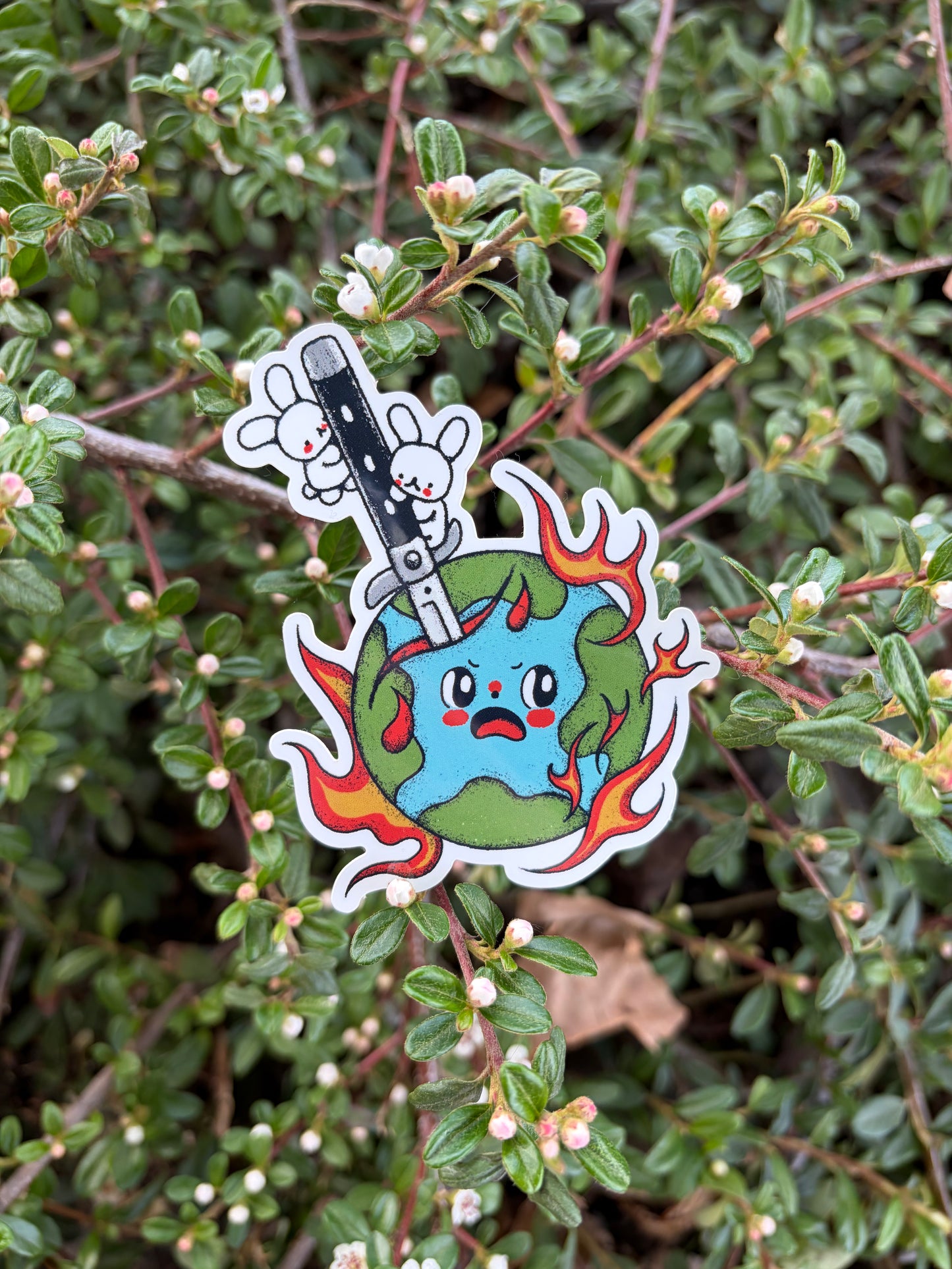 Bunny stab earth sticker