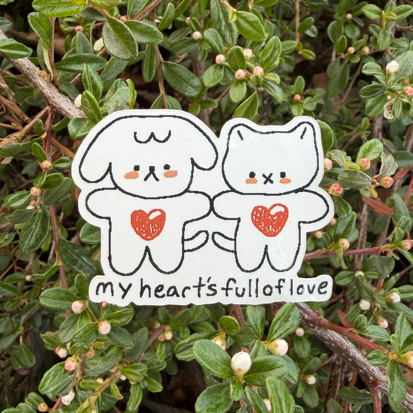 My Heart's Full of Love Doggie Kitty Sticker