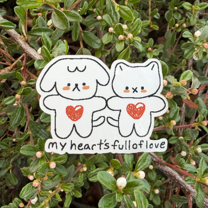 My Heart's Full of Love Doggie Kitty Sticker
