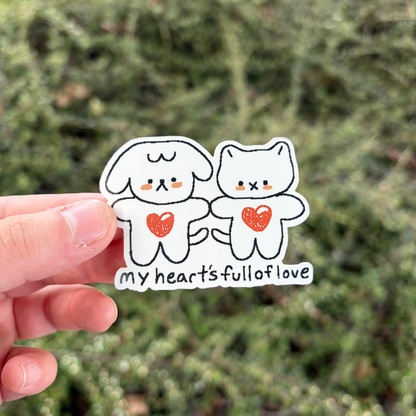 My Heart's Full of Love Doggie Kitty Sticker