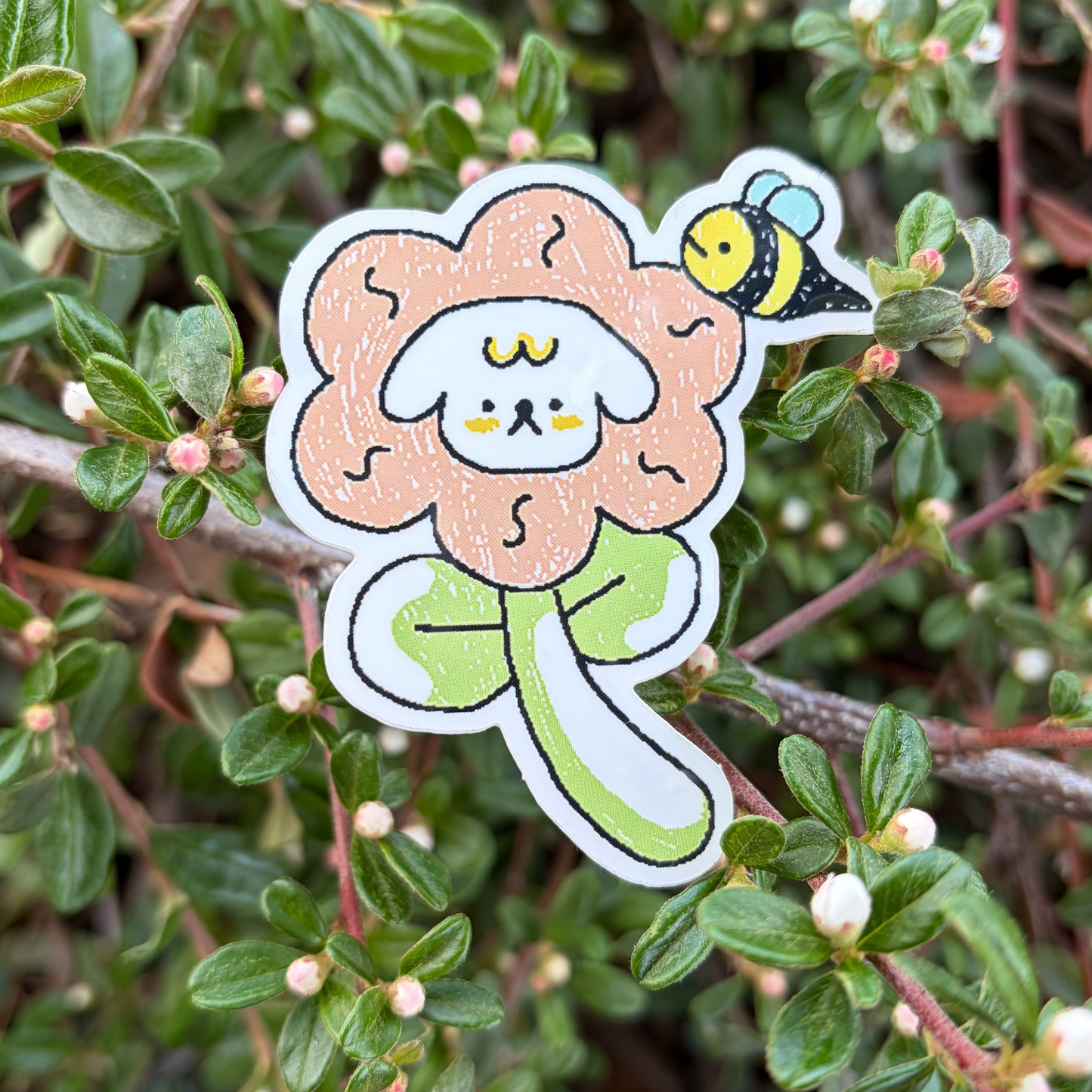Flower Pixel Doggie Sticker