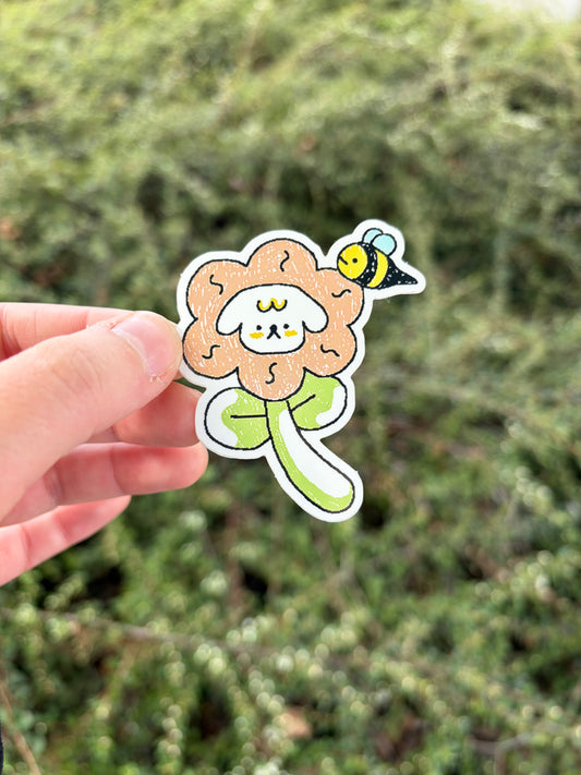 Flower Pixel Doggie Sticker