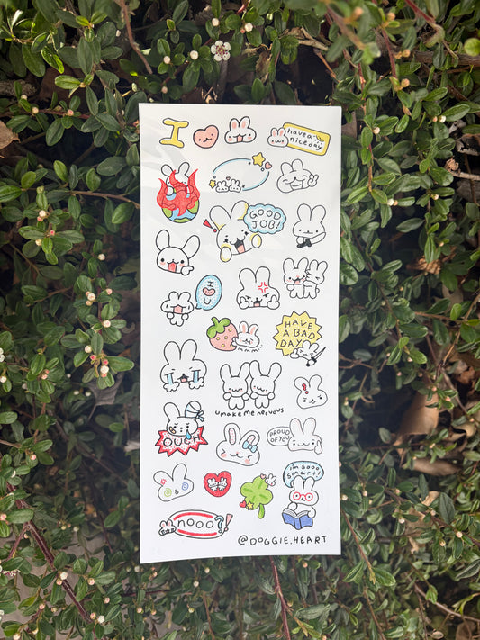I <3 Bunny paper sticker sheet