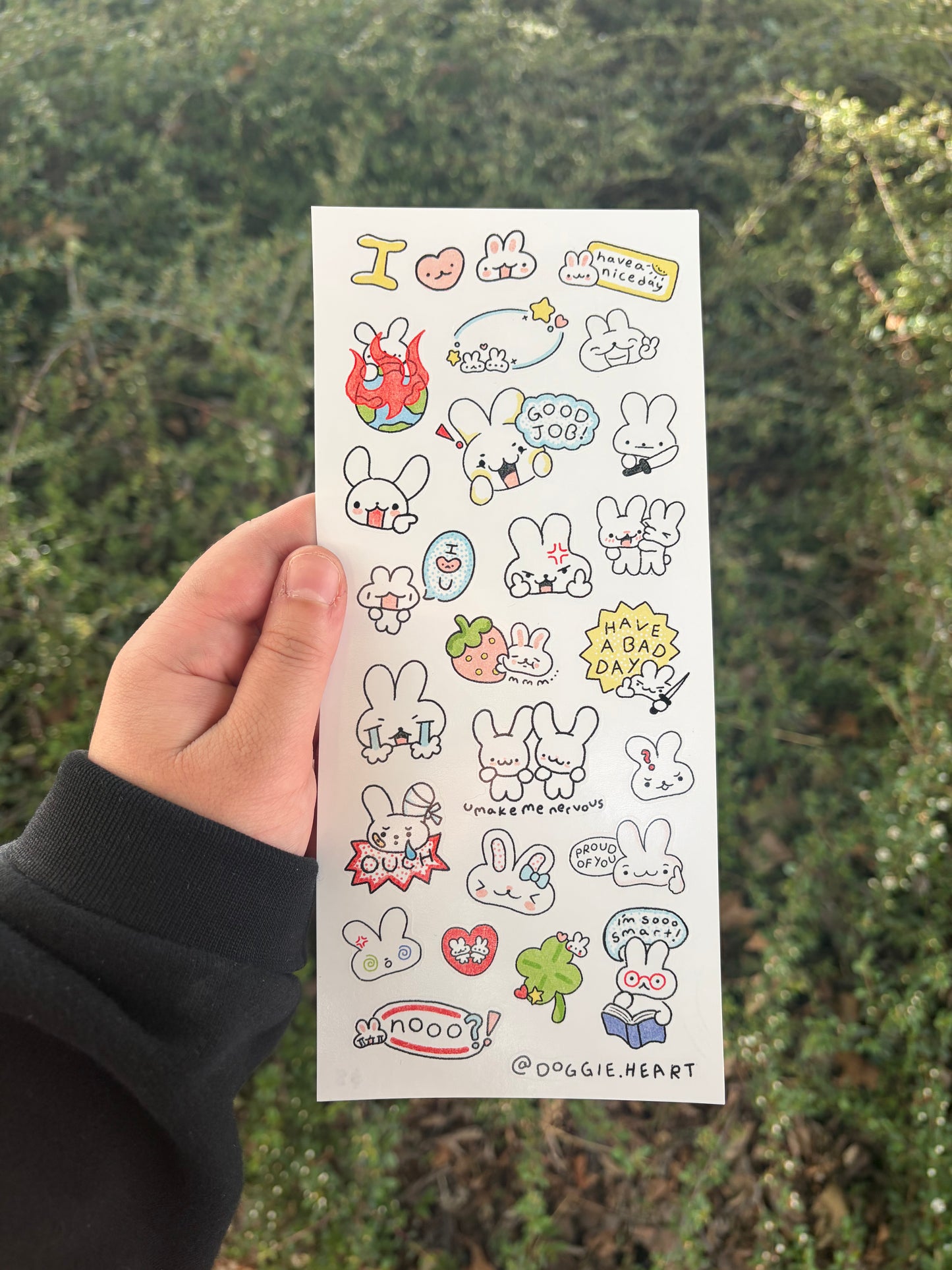 I <3 Bunny paper sticker sheet
