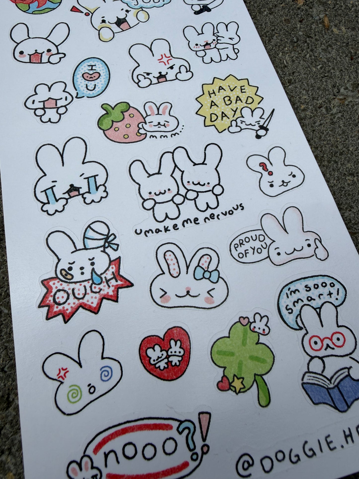 I <3 Bunny paper sticker sheet
